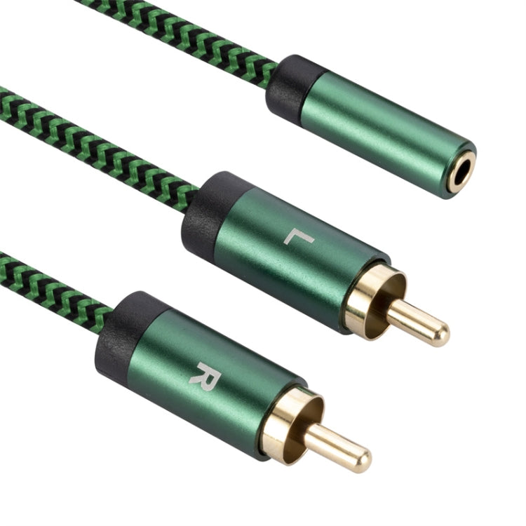 3.5mm Female to 2 RCA Male Audio Cable Amplifier Connector, Length:0.5m(Green) - RCA Cable by buy2fix | Online Shopping UK | buy2fix