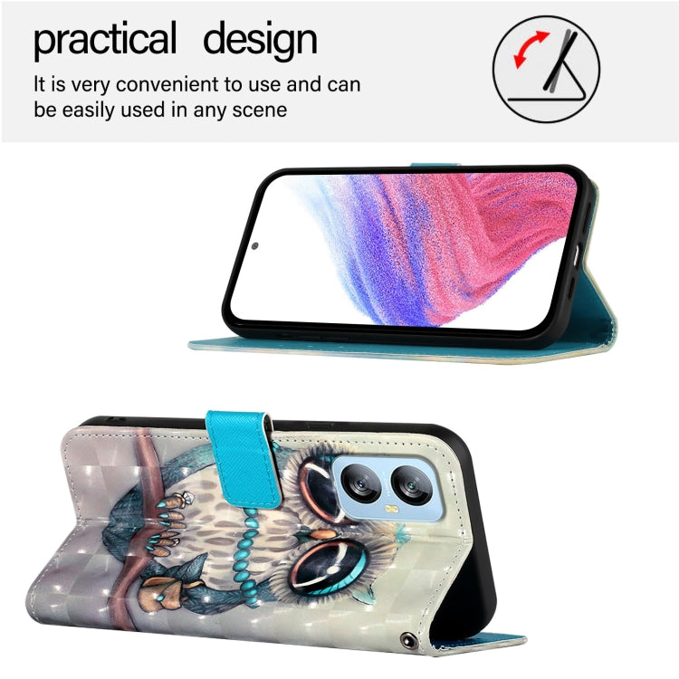 For Blackview A52 3D Painting Horizontal Flip Leather Phone Case(Grey Owl) - More Brand by buy2fix | Online Shopping UK | buy2fix