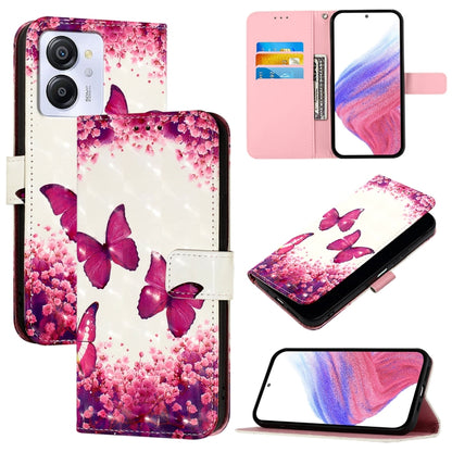 For Blackview Color 8 3D Painting Horizontal Flip Leather Phone Case(Rose Butterfly) - More Brand by buy2fix | Online Shopping UK | buy2fix