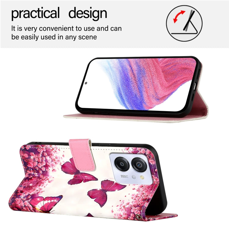 For Blackview Color 8 3D Painting Horizontal Flip Leather Phone Case(Rose Butterfly) - More Brand by buy2fix | Online Shopping UK | buy2fix