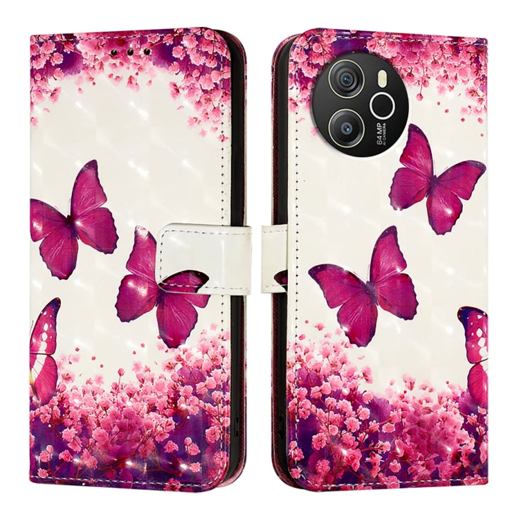 For Blackview Shark 8 3D Painting Horizontal Flip Leather Phone Case(Rose Butterfly) - More Brand by buy2fix | Online Shopping UK | buy2fix