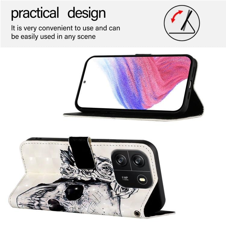 For Blackview Wave 6C 3D Painting Horizontal Flip Leather Phone Case(Skull) - More Brand by buy2fix | Online Shopping UK | buy2fix