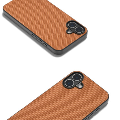 For iPhone 16 Carbon Fiber Texture Protective Phone Case(Light Brown) - iPhone 16 Cases by buy2fix | Online Shopping UK | buy2fix