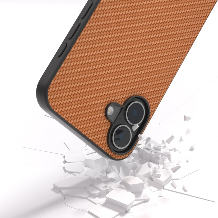 For iPhone 16 Carbon Fiber Texture Protective Phone Case(Light Brown) - iPhone 16 Cases by buy2fix | Online Shopping UK | buy2fix