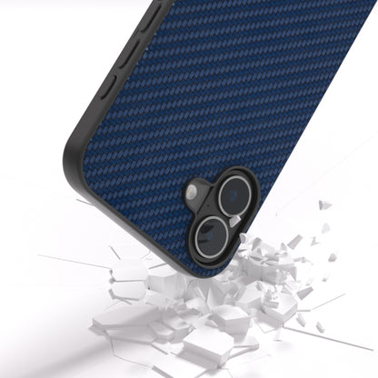 For iPhone 16 Plus Carbon Fiber Texture Protective Phone Case(Dark Blue) - iPhone 16 Plus Cases by buy2fix | Online Shopping UK | buy2fix