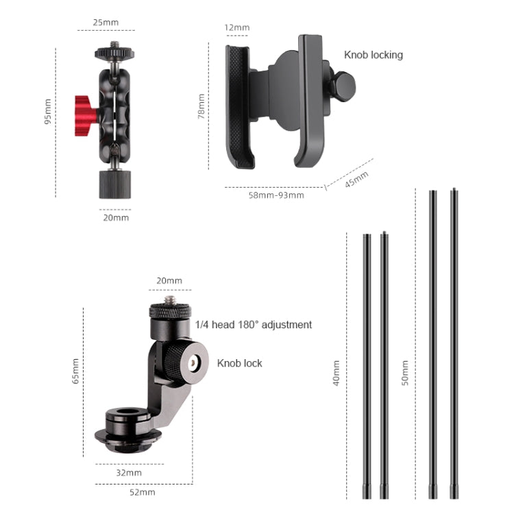 Bicycle Handlebar Holder Pea Clip Phone Clamp Set - Bicycle Handlebar Mount by buy2fix | Online Shopping UK | buy2fix