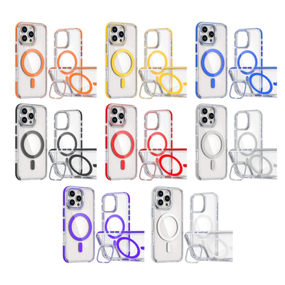 For iPhone 16 Pro Max Dual-Color Clear Acrylic Hybrid TPU Lens Flip Holder MagSafe Phone Case(Purple) - iPhone 16 Pro Max Cases by buy2fix | Online Shopping UK | buy2fix