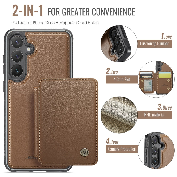 For Samsung Galaxy S24 5G JEEHOOD J05 Business Magnetic Style RFID Leather Phone Case(Brown) - Galaxy S24 5G Cases by JEEHOOD | Online Shopping UK | buy2fix