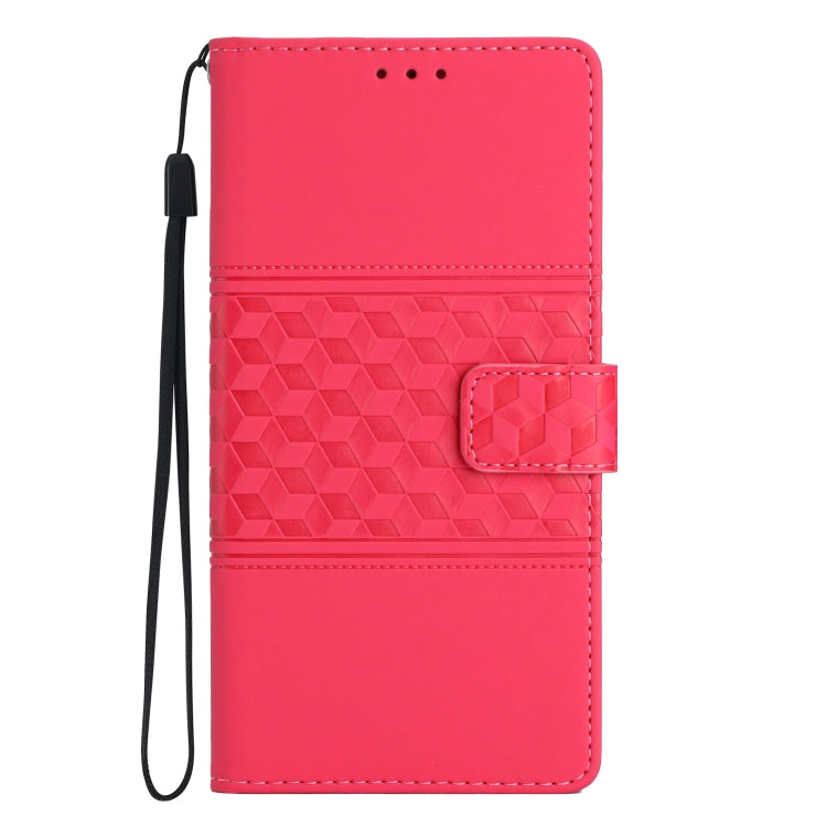 For Samsung Galaxy S25 5G Diamond Embossed Skin Feel Leather Phone Case(Red) - Galaxy S25 5G Cases by buy2fix | Online Shopping UK | buy2fix