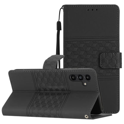 For Samsung Galaxy S25 5G Diamond Embossed Skin Feel Leather Phone Case(Black) - Galaxy S25 5G Cases by buy2fix | Online Shopping UK | buy2fix