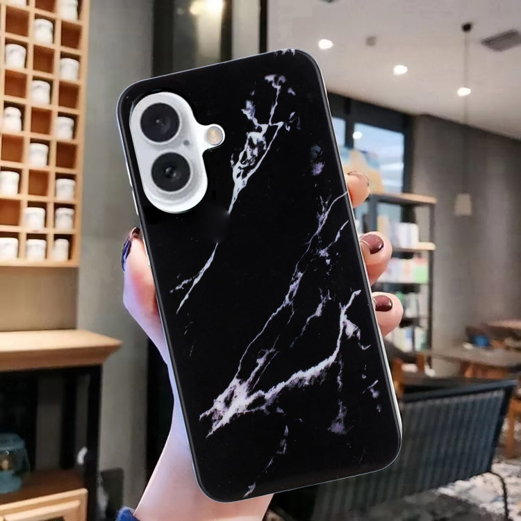 For iPhone 16 IMD Marble TPU Phone Case(Black) - iPhone 16 Cases by buy2fix | Online Shopping UK | buy2fix