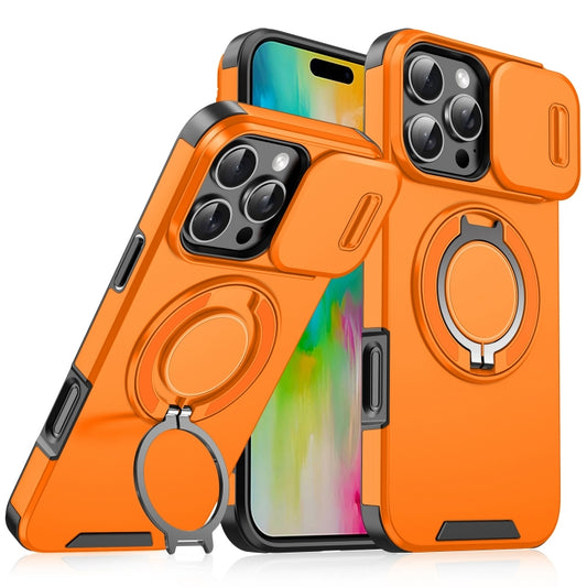 For iPhone 16 Pro Sliding Camshield Ring Holder Phone Case(Orange) - iPhone 16 Pro Cases by buy2fix | Online Shopping UK | buy2fix