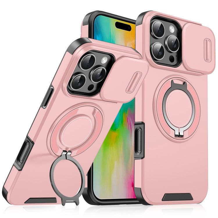 For iPhone 16 Pro Sliding Camshield Ring Holder Phone Case(Pink) - iPhone 16 Pro Cases by buy2fix | Online Shopping UK | buy2fix