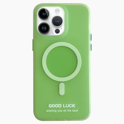 For iPhone 14 Pro Max Double-Layer Frosted IMD Macaron Color MagSafe Phone Case(Green) - iPhone 14 Pro Max Cases by buy2fix | Online Shopping UK | buy2fix