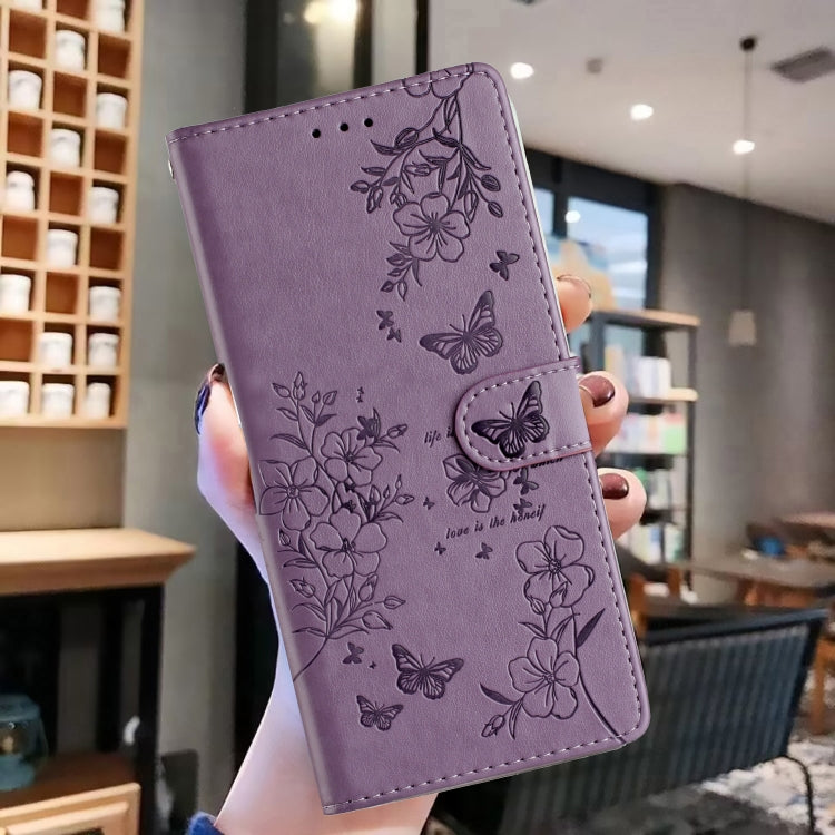 For Blackview A55 Pro Butterflies and Flowers Leather Phone Case(Purple) - More Brand by buy2fix | Online Shopping UK | buy2fix