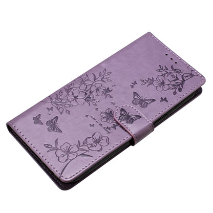 For Google Pixel 9 Pro XL Butterflies and Flowers Leather Phone Case(Purple) - Google Cases by buy2fix | Online Shopping UK | buy2fix