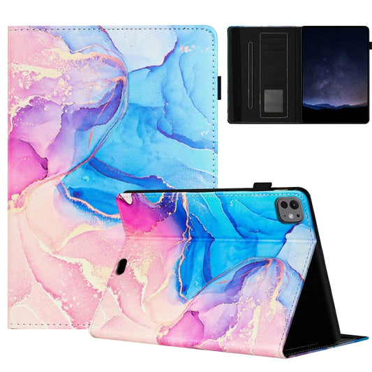 For iPad Pro 11 2024 Marble Litchi Leather Smart Tablet Case(Pink Blue) - iPad Pro 11 2024 Cases by buy2fix | Online Shopping UK | buy2fix