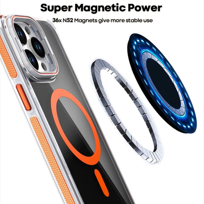 For iPhone 13 Pro Max Magsafe Dual-Color Transparent Black Lens Holder Phone Case(Orange) - iPhone 13 Pro Max Cases by buy2fix | Online Shopping UK | buy2fix