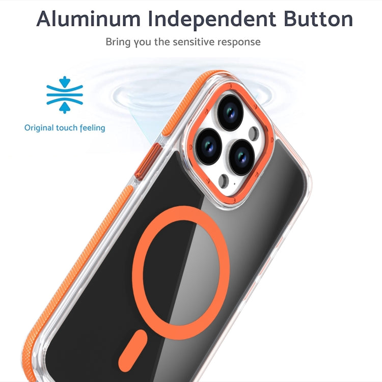 For iPhone 15 Magsafe Dual-Color Transparent Black Full Coverage Phone Case(Orange) - iPhone 15 Cases by buy2fix | Online Shopping UK | buy2fix