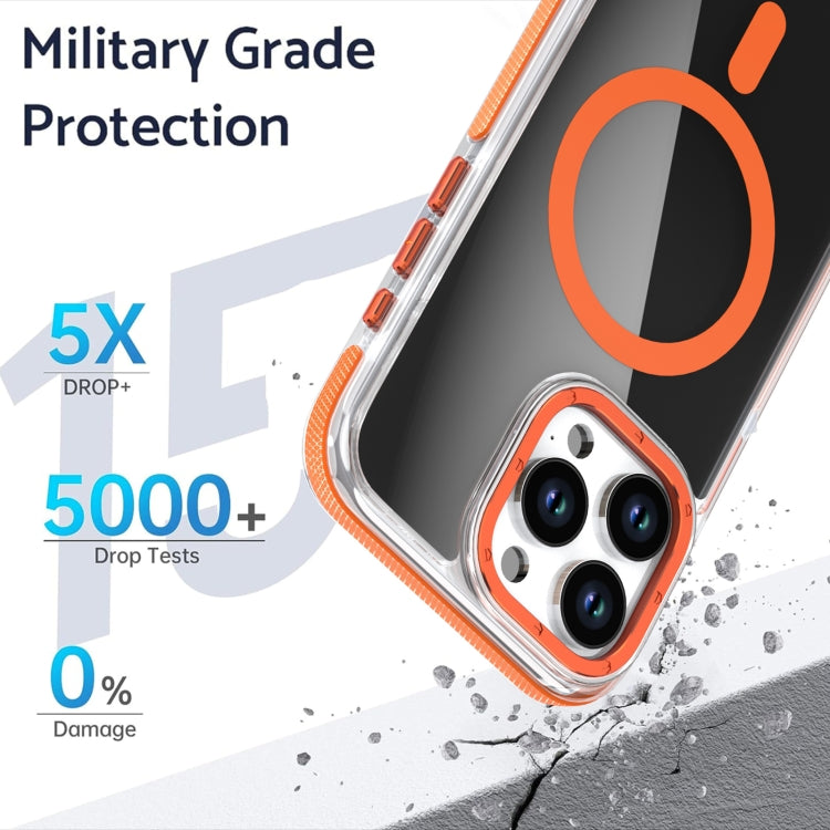 For iPhone 16 Pro Max Magsafe Dual-Color Transparent Black Full Coverage Phone Case(Orange) - iPhone 16 Pro Max Cases by buy2fix | Online Shopping UK | buy2fix