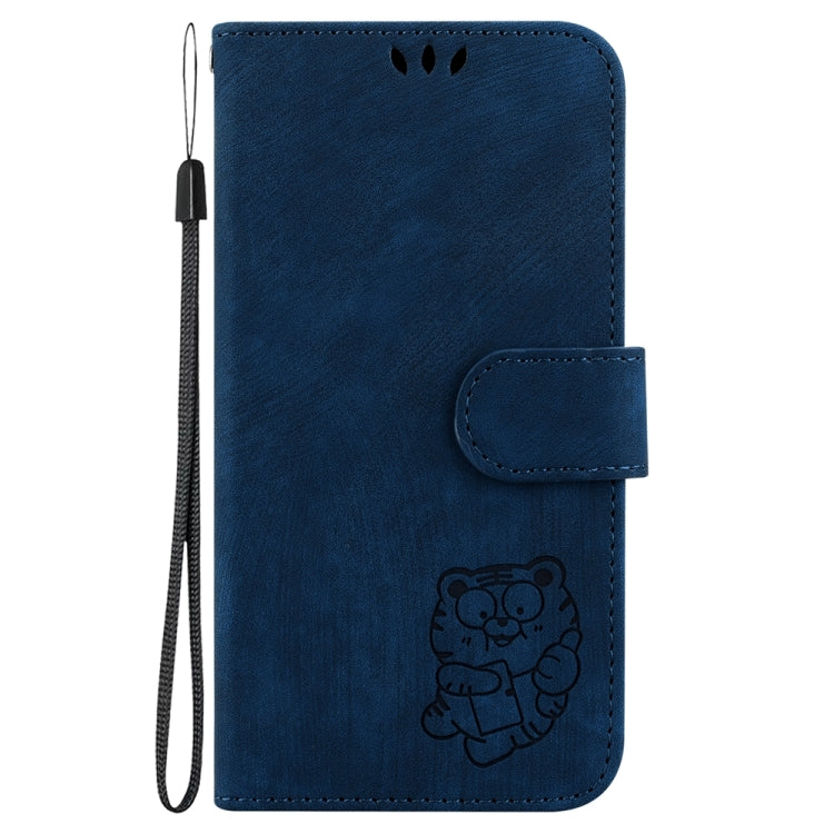 For Samsung Galaxy S25 5G Little Tiger Embossed Leather Phone Case(Dark Blue) - Galaxy S25 5G Cases by buy2fix | Online Shopping UK | buy2fix