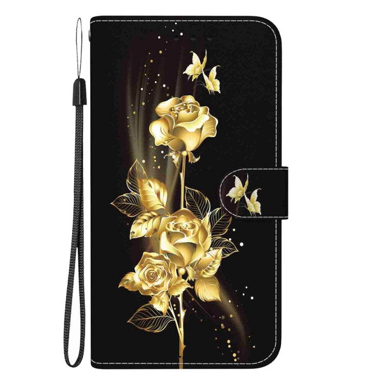 For Samsung Galaxy S25 5G Crystal Texture Colored Drawing Leather Phone Case(Gold Butterfly Rose) - Galaxy S25 5G Cases by buy2fix | Online Shopping UK | buy2fix