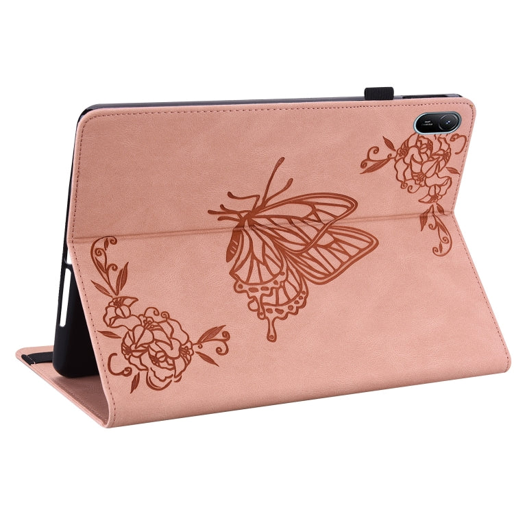 For Huawei MatePad SE 11 2024 Butterfly Flower Embossed Leather Tablet Case(Rose Gold) - Huawei by buy2fix | Online Shopping UK | buy2fix