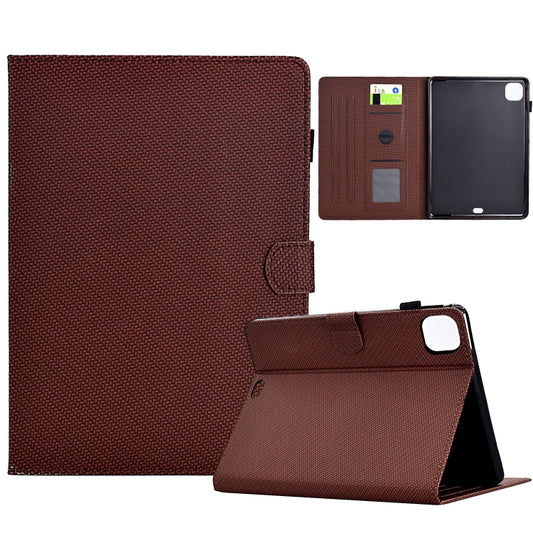 For iPad Pro 11 2024 Solid Color Fiber Texture Smart Tablet Leather Case(Brown) - iPad Pro 11 2024 Cases by buy2fix | Online Shopping UK | buy2fix