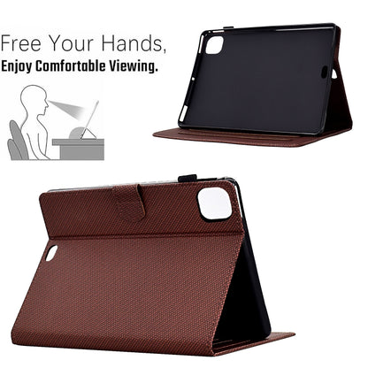 For iPad Pro 11 2024 Solid Color Fiber Texture Smart Tablet Leather Case(Brown) - iPad Pro 11 2024 Cases by buy2fix | Online Shopping UK | buy2fix