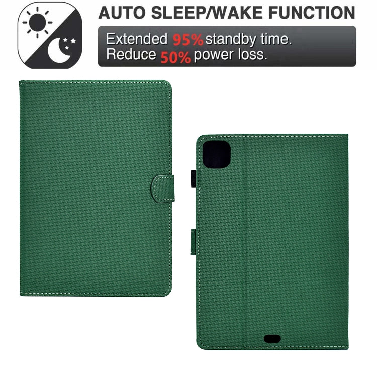 For iPad Air 11 2025 / 2024 Solid Color Fiber Texture Smart Tablet Leather Case(Green) - iPad Air 11 2025 / 2024 Cases by buy2fix | Online Shopping UK | buy2fix