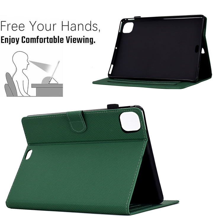 For iPad Air 11 2025 / 2024 Solid Color Fiber Texture Smart Tablet Leather Case(Green) - iPad Air 11 2025 / 2024 Cases by buy2fix | Online Shopping UK | buy2fix