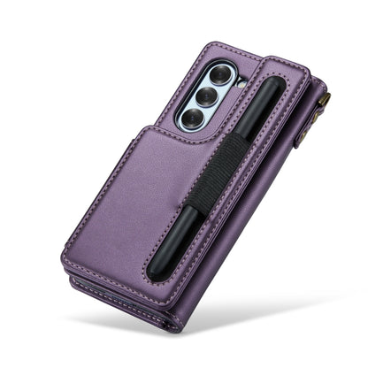 For Samsung Galaxy Z Fold6 5G CaseMe C22 PC+TPU Business Style RFID Anti-theft Lanyard Leather Phone Case with Pen Slot(Purple) - Galaxy Z Fold6 5G Cases by CaseMe | Online Shopping UK | buy2fix