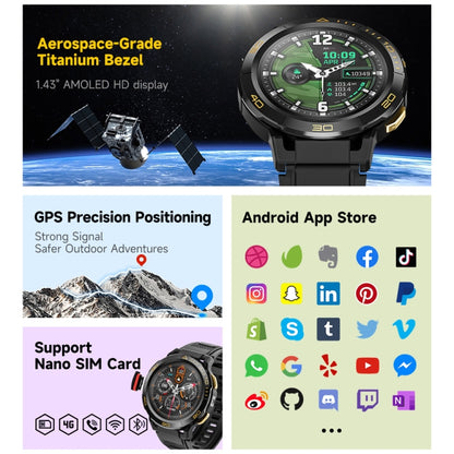 LEMFO Z1 1.43 inch AMOLED Screen Smart Watch, 4G Network Android 8.1 2GB+16GB, Eurasian Version(Black) - Android Watch by LEMFO | Online Shopping UK | buy2fix