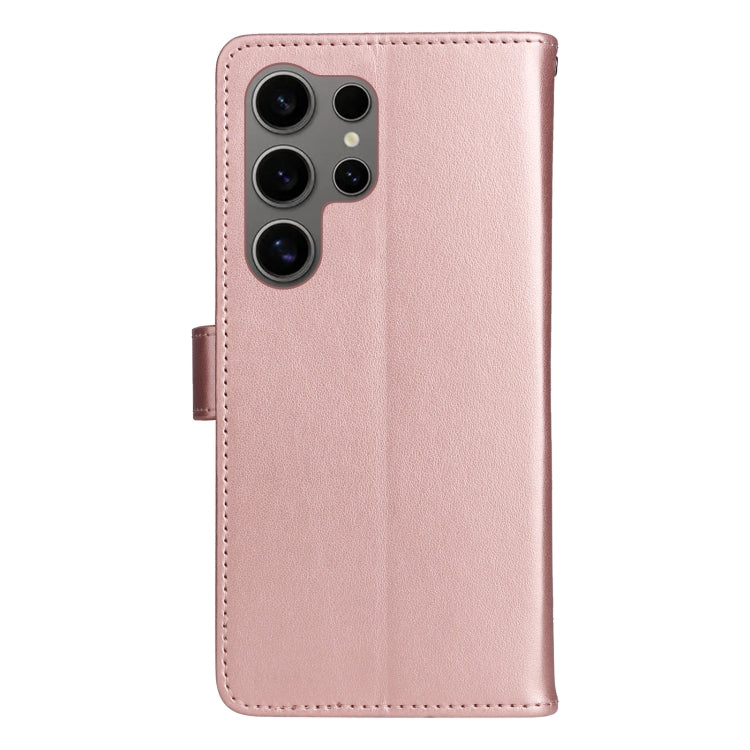 For Samsung Galaxy S25 Ultra 5G Cat and Bee Embossed Flip Leather Phone Case(Rose Gold) - Galaxy S25 Ultra 5G Cases by buy2fix | Online Shopping UK | buy2fix