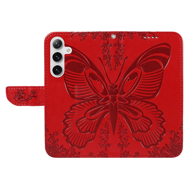 For Samsung Galaxy S25 / S24 5G Swallowtail Butterfly Embossed Leather Phone Case(Red) - Galaxy S25 5G Cases by buy2fix | Online Shopping UK | buy2fix