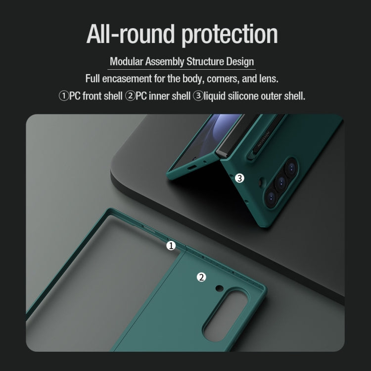 For Samsung Galaxy Z Fold6 5G NILLKIN Flex Pure PC + Liquid Silicone Phone Case with S Pen(Green) - Galaxy Z Fold6 5G Cases by NILLKIN | Online Shopping UK | buy2fix