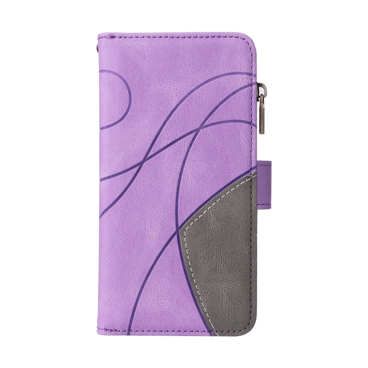 For Samsung Galaxy S25 / S24 5G Dual-color 9 Card Slots Zipper Wallet Leather Phone Case(Purple) - Galaxy S25 5G Cases by buy2fix | Online Shopping UK | buy2fix