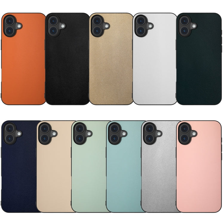 For iPhone 16 Plus PU Leather Black Frame Full Coverage Phone Case(Orange) - iPhone 16 Plus Cases by buy2fix | Online Shopping UK | buy2fix