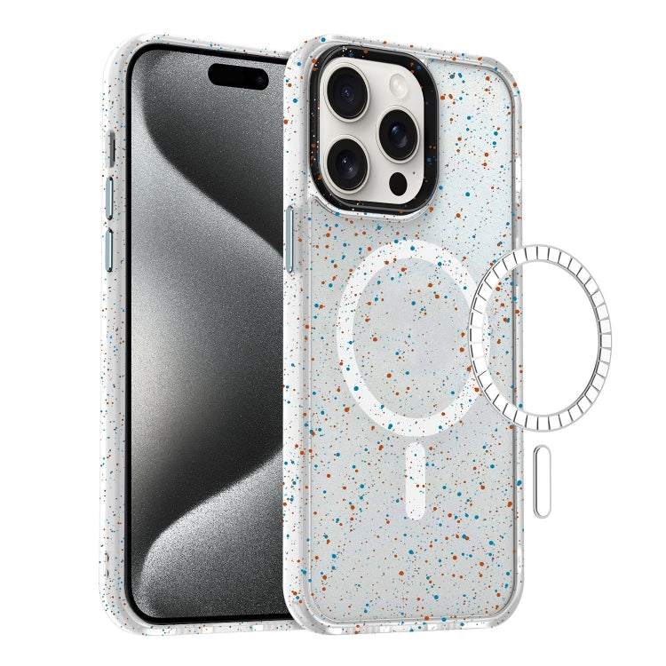 For iPhone 15 Pro Max Colorful Ink-splash Magsafe PC Hybrid TPU Phone Case(White) - iPhone 15 Pro Max Cases by buy2fix | Online Shopping UK | buy2fix