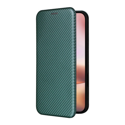 For iPhone 16 Plus Carbon Fiber Texture Flip Leather Phone Case(Green) - iPhone 16 Plus Cases by buy2fix | Online Shopping UK | buy2fix