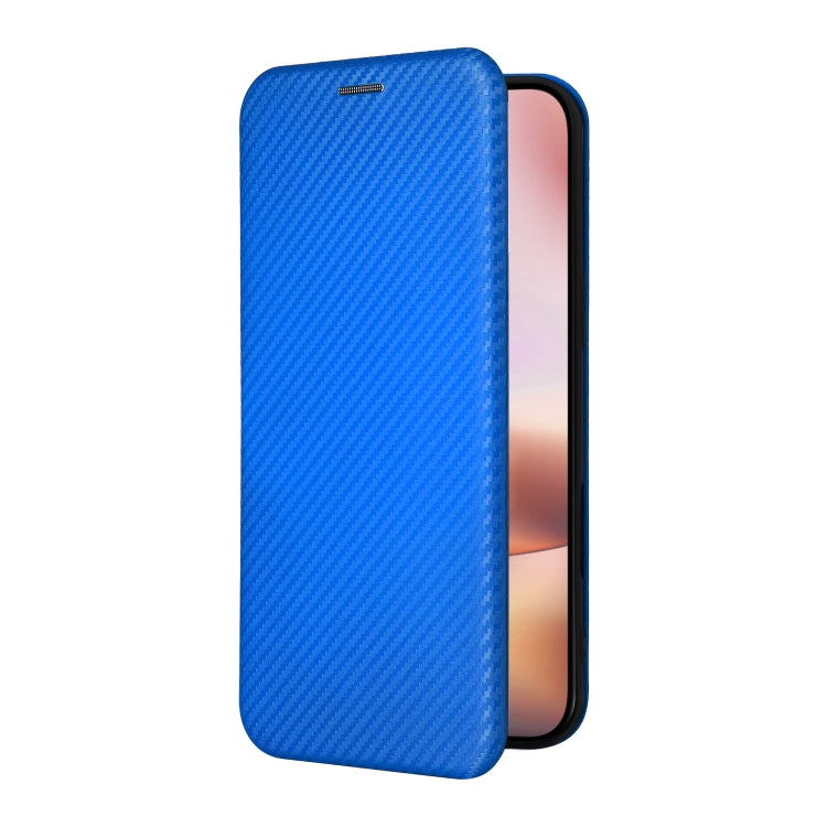 For iPhone 16 Carbon Fiber Texture Flip Leather Phone Case(Blue) - iPhone 16 Cases by buy2fix | Online Shopping UK | buy2fix