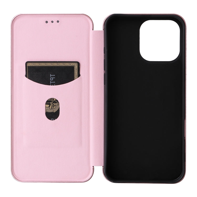 For iPhone 16 Pro Carbon Fiber Texture Flip Leather Phone Case(Pink) - iPhone 16 Pro Cases by buy2fix | Online Shopping UK | buy2fix