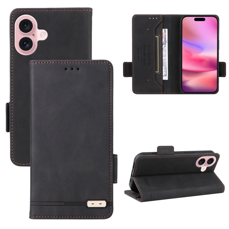 For iPhone 16 Plus Magnetic Clasp Leather Phone Case(Black) - iPhone 16 Plus Cases by buy2fix | Online Shopping UK | buy2fix