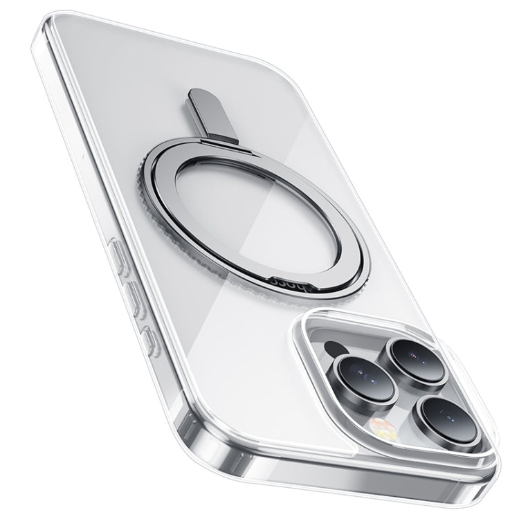 For iPhone 16 Pro hoco AS1 MagSafe Magnetic Rotating Stand Phone Case(Transparent) - iPhone 16 Pro Cases by hoco | Online Shopping UK | buy2fix