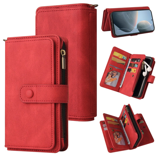 For Xiaomi Poco F6 Pro Skin Feel Multi Card Slots Zipper Wallet Leather Phone Case(Red) - Xiaomi Cases by buy2fix | Online Shopping UK | buy2fix