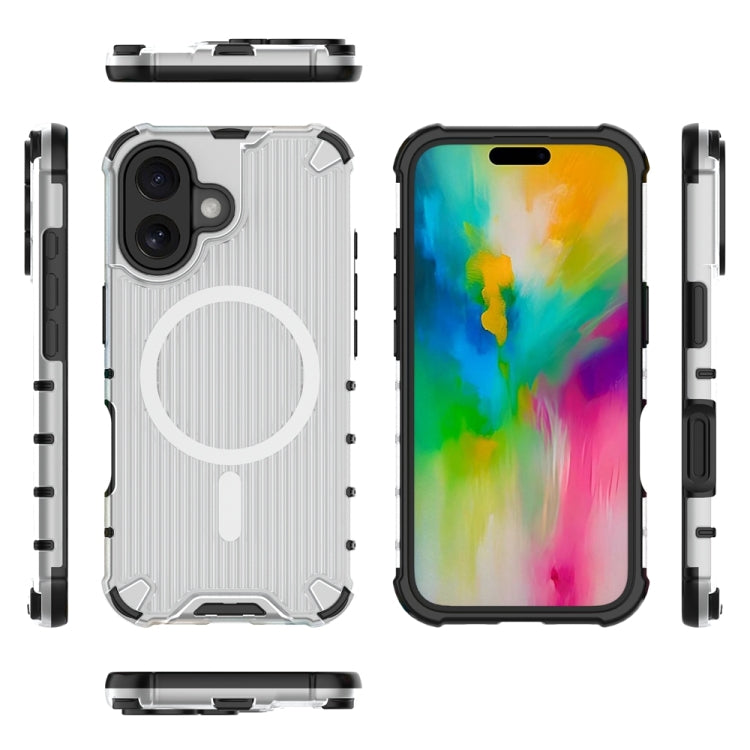 For iPhone 16 Grating Airbag Shockproof MagSafe Frosted Phone Case(Transparent) - iPhone 16 Cases by buy2fix | Online Shopping UK | buy2fix