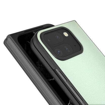 For Google Pixel 9 Pro Fold PU Leather Black Frame Full Coverage Phone Case(Light Green) - Google Cases by buy2fix | Online Shopping UK | buy2fix