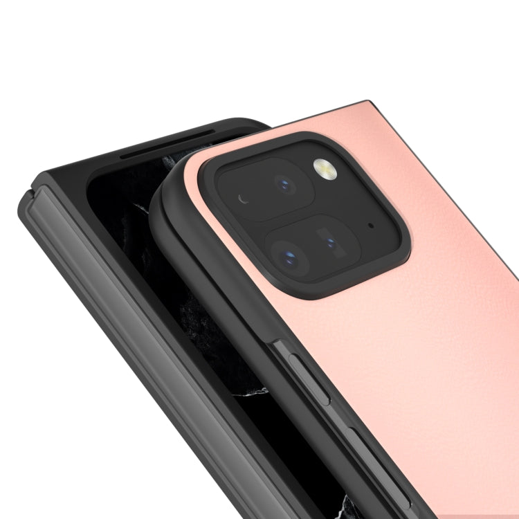 For Google Pixel 9 Pro Fold PU Leather Black Frame Full Coverage Phone Case(Light Pink) - Google Cases by buy2fix | Online Shopping UK | buy2fix