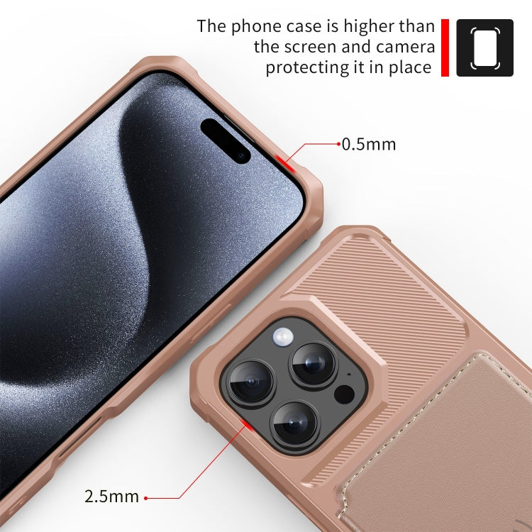 For iPhone 16 Pro Max Magnetic Wallet Card Bag Leather Phone Case(Rose Gold) - iPhone 16 Pro Max Cases by buy2fix | Online Shopping UK | buy2fix