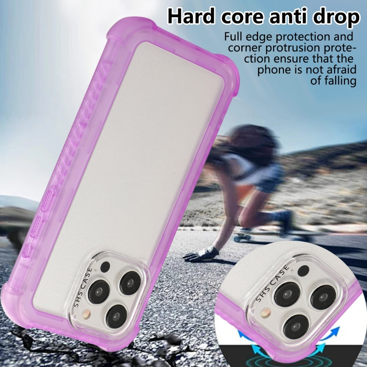 For iPhone 16 Plus Transparent Matte TPU Hybrid PC 3-in-1 Phone Case(Purple) - iPhone 16 Plus Cases by buy2fix | Online Shopping UK | buy2fix